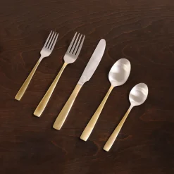 Best VIDA Charlotte Stainless Flatware Set of 5 (Partial Handle Brushed Cha View All Vida|Gifts Under $50