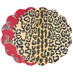 New VIDA Cheetah and Zebra Reversible Round Placemats Set of 4 Red & Black View All Vida|Placemats