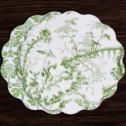 Best VIDA Chinoiserie Reversible Round Placemats Set of 4 Green & White View All Vida|Placemats