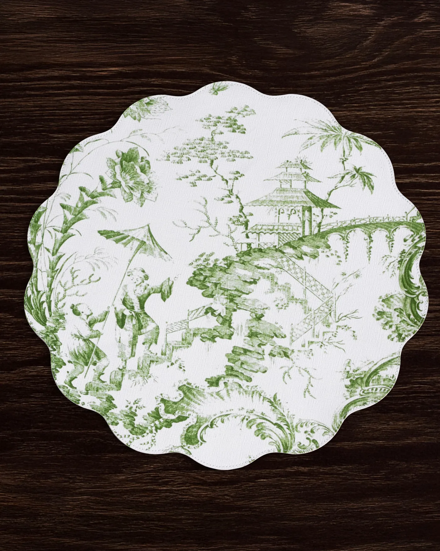 Best VIDA Chinoiserie Reversible Round Placemats Set of 4 Green & White View All Vida|Placemats