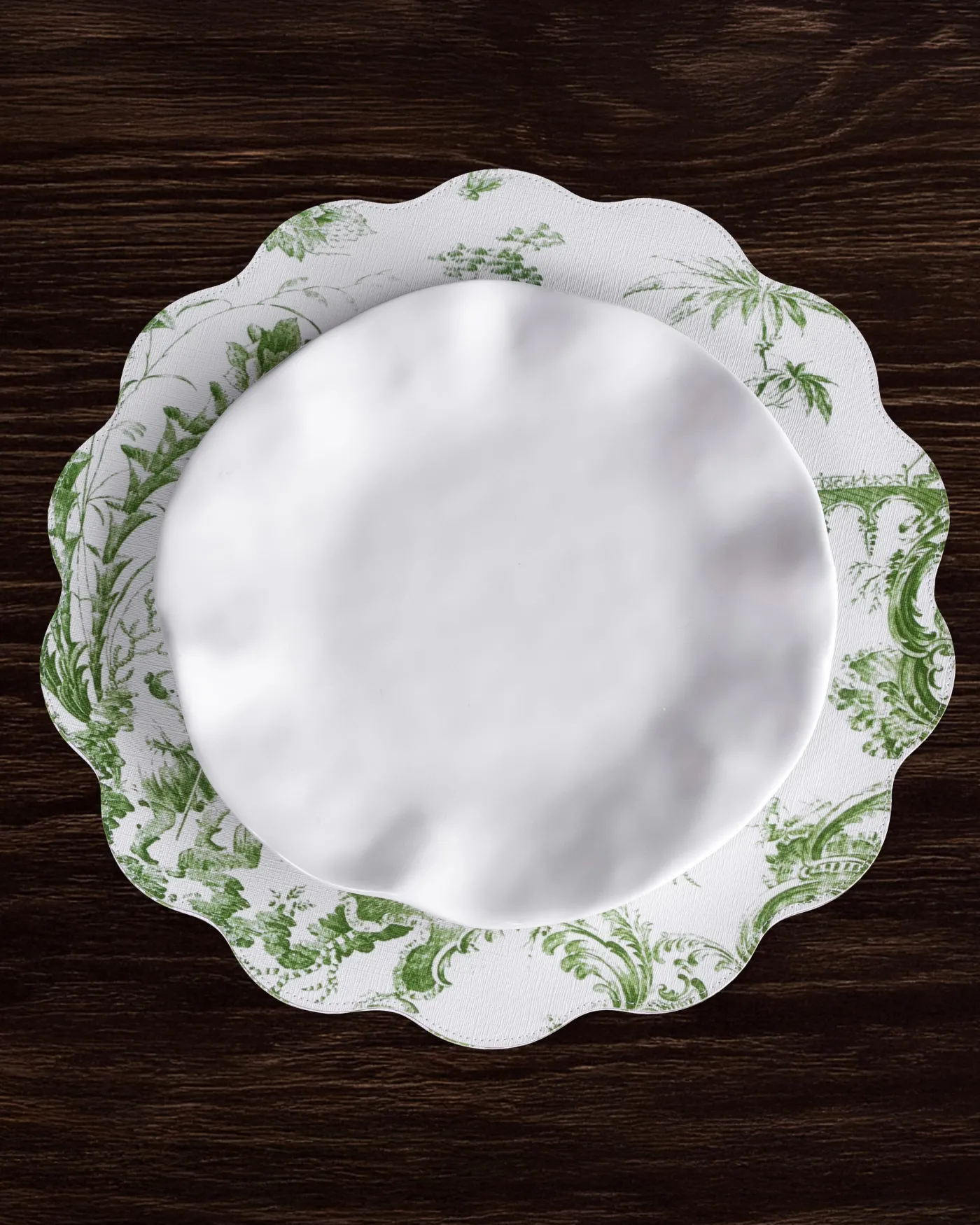 Best VIDA Chinoiserie Reversible Round Placemats Set of 4 Green & White View All Vida|Placemats
