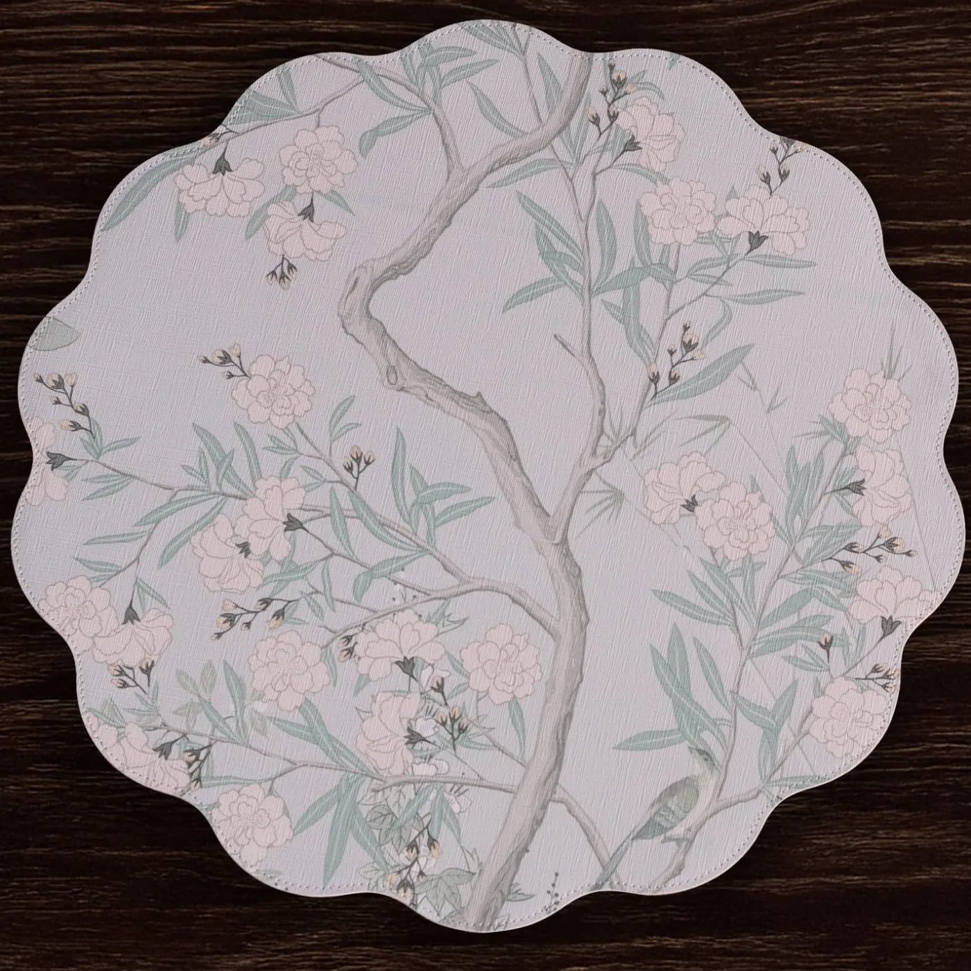 VIDA Chinoiserie Reversible Round Placemats Set of 4 Light Teal & Whit View All Vida|Placemats