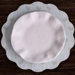 VIDA Chinoiserie Reversible Round Placemats Set of 4 Light Teal & Whit View All Vida|Placemats