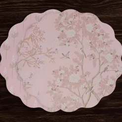 Online VIDA Chinoiserie Reversible Round Placemats Set of 4 Pink & White View All Vida|Placemats