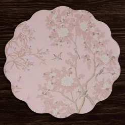 Online VIDA Chinoiserie Reversible Round Placemats Set of 4 Pink & White View All Vida|Placemats