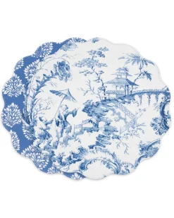New VIDA Chinoiserie Reversible Round Placemats Set of 4 Blue & White View All Vida|Placemats