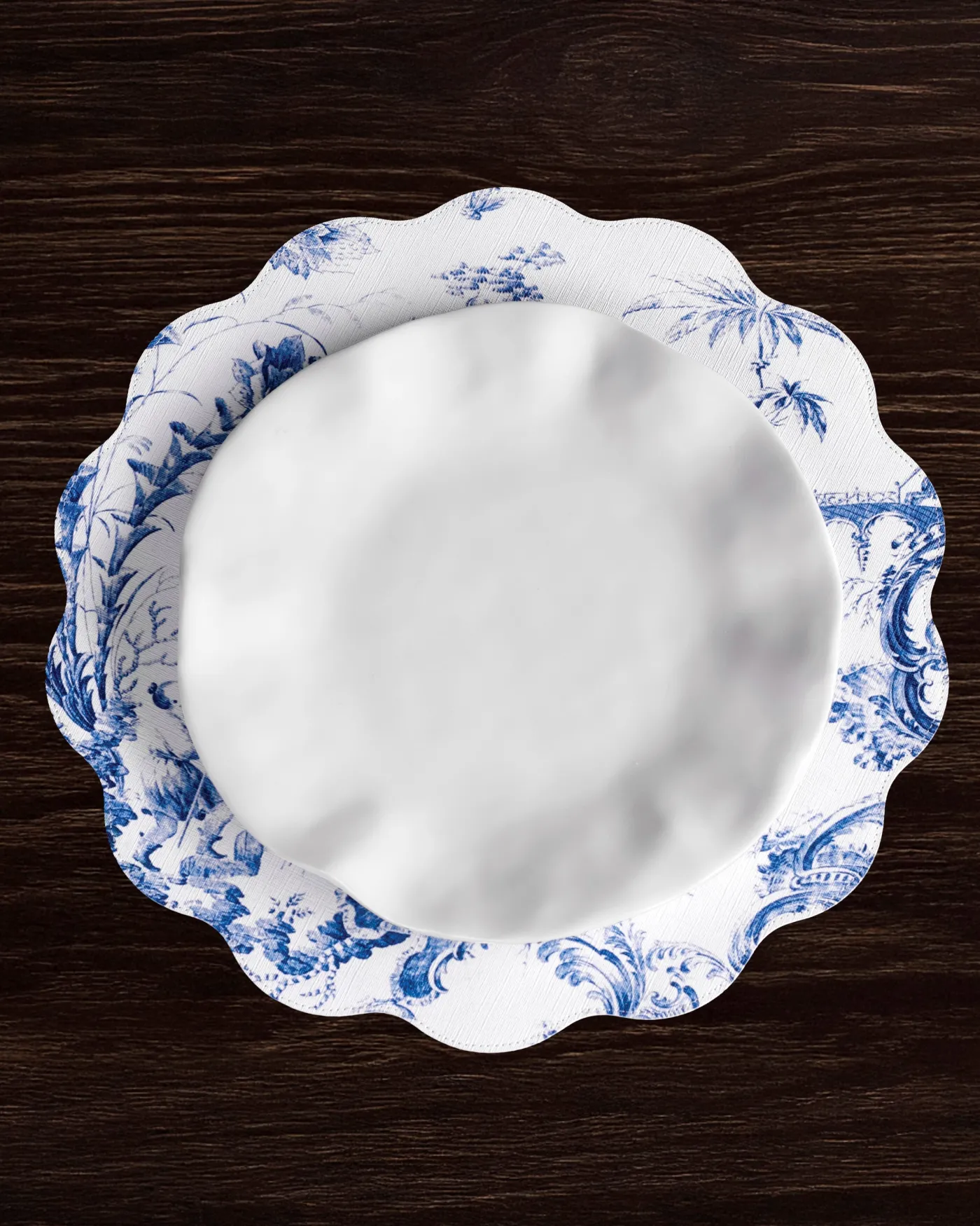 New VIDA Chinoiserie Reversible Round Placemats Set of 4 Blue & White View All Vida|Placemats