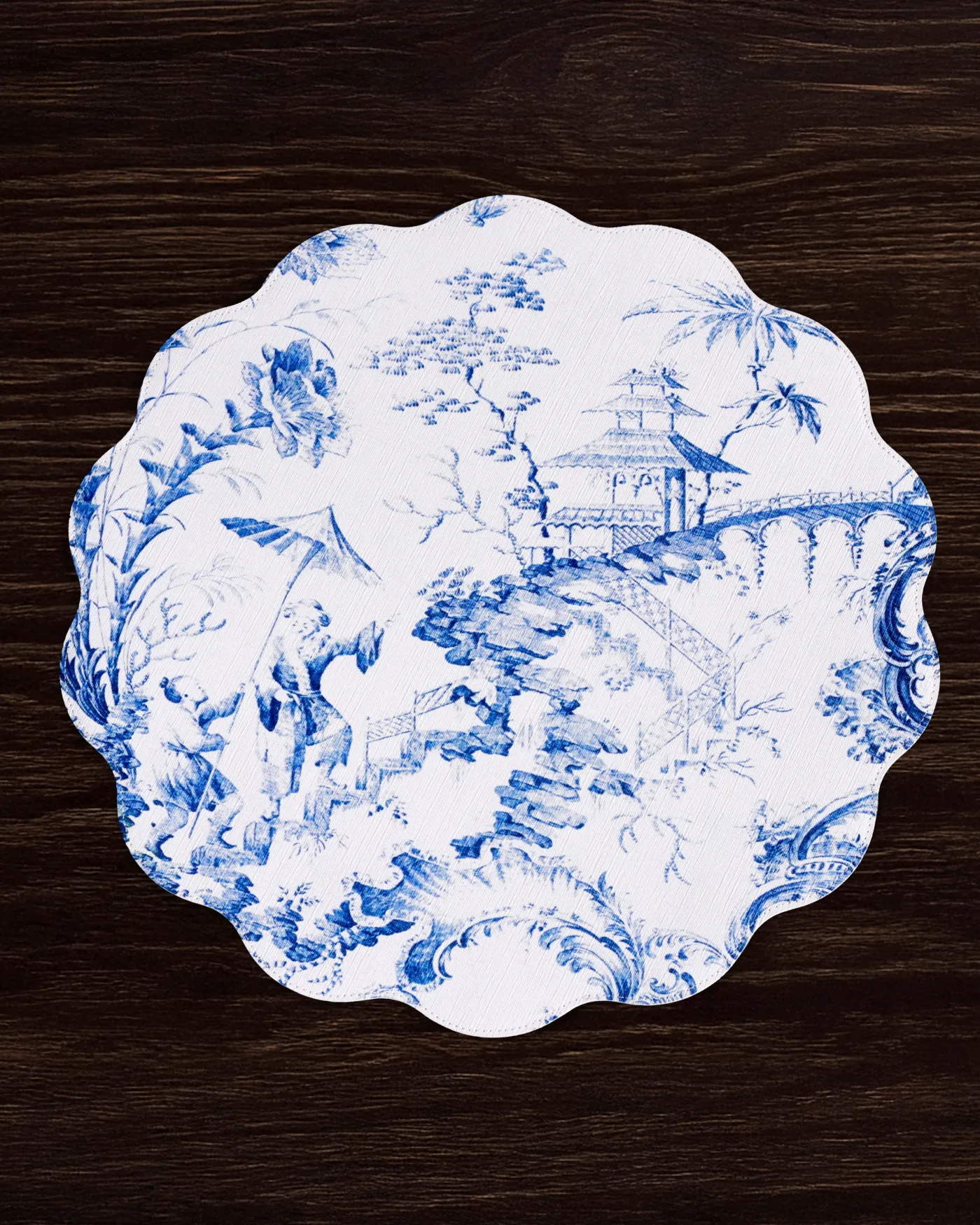 New VIDA Chinoiserie Reversible Round Placemats Set of 4 Blue & White View All Vida|Placemats