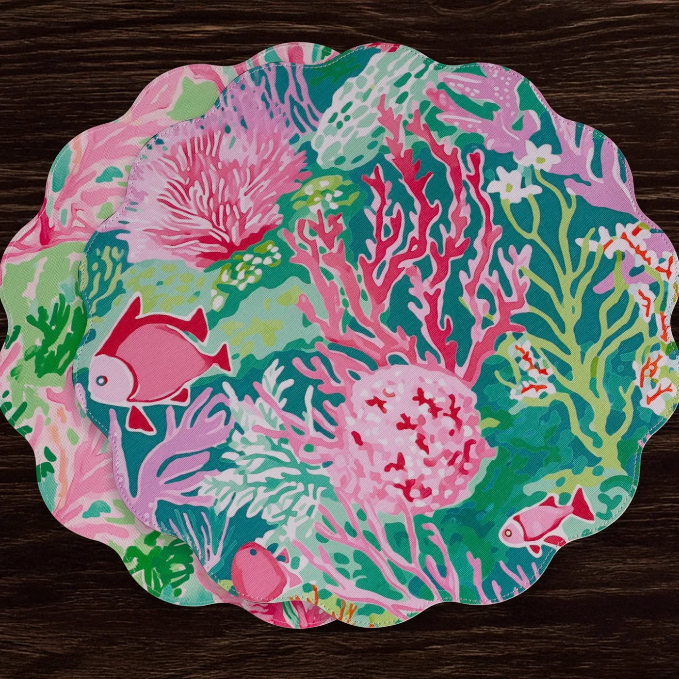 New VIDA Coral Reef Reversible Round Placemats Set of 4 (Multi) View All Vida|Placemats