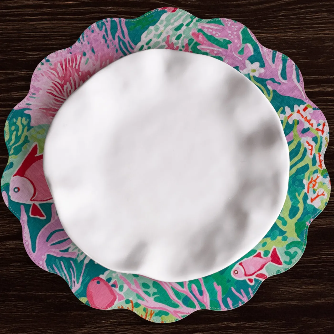 New VIDA Coral Reef Reversible Round Placemats Set of 4 (Multi) View All Vida|Placemats