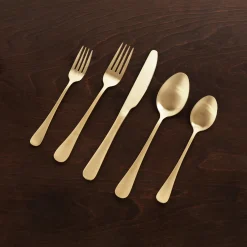 Discount VIDA Droplet Stainless Flatware Set of 5 (Full Brushed Champagne Gold) View All Vida|Gifts Under $50