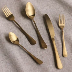 Discount VIDA Droplet Stainless Flatware Set of 5 (Full Brushed Champagne Gold) View All Vida|Gifts Under $50