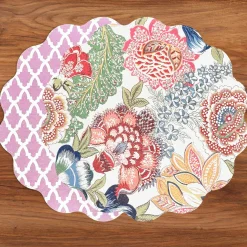 VIDA Eggplant and Pink Reversible Round Placemats Set of 4 Blue & Pink View All Vida|Placemats
