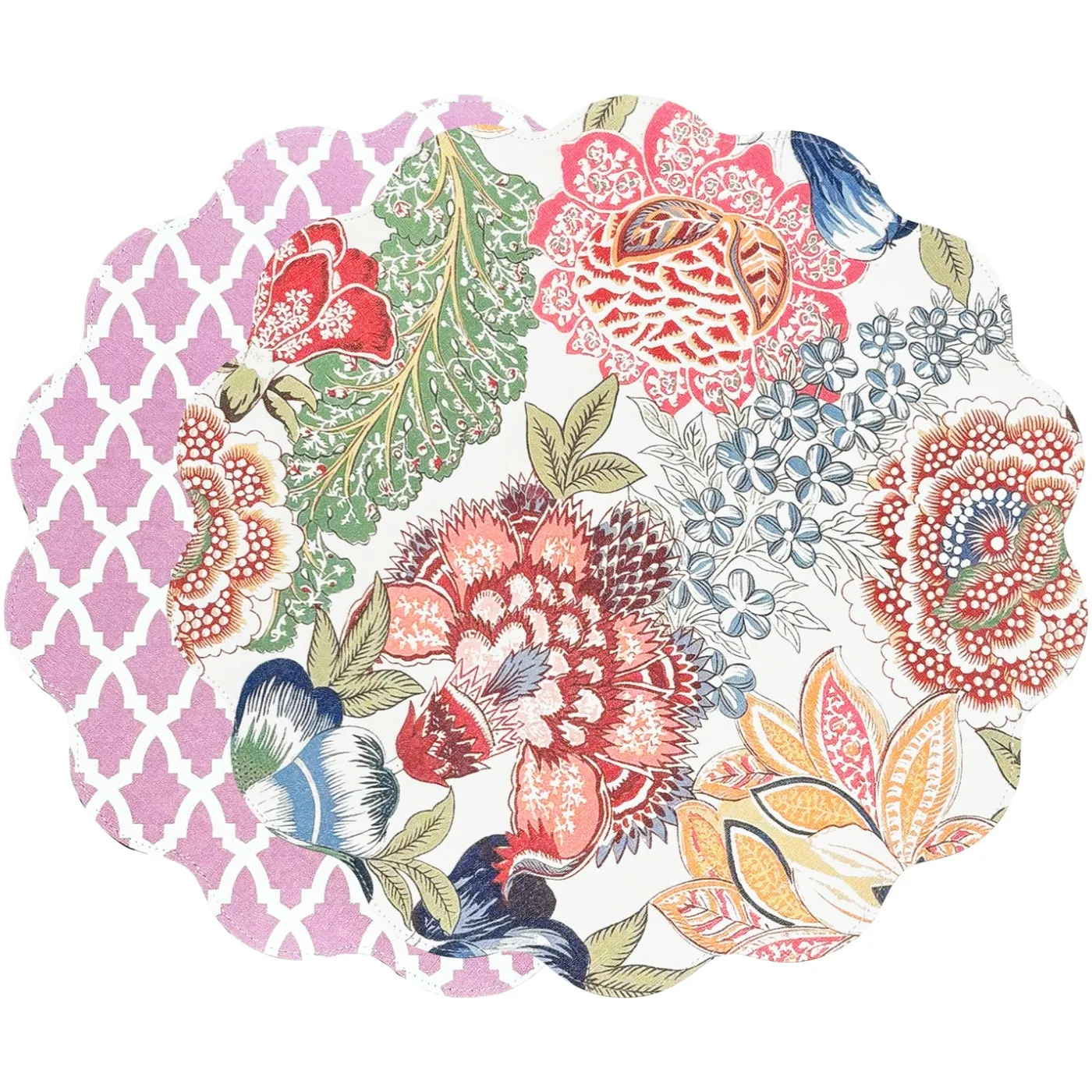 VIDA Eggplant and Pink Reversible Round Placemats Set of 4 Blue & Pink View All Vida|Placemats