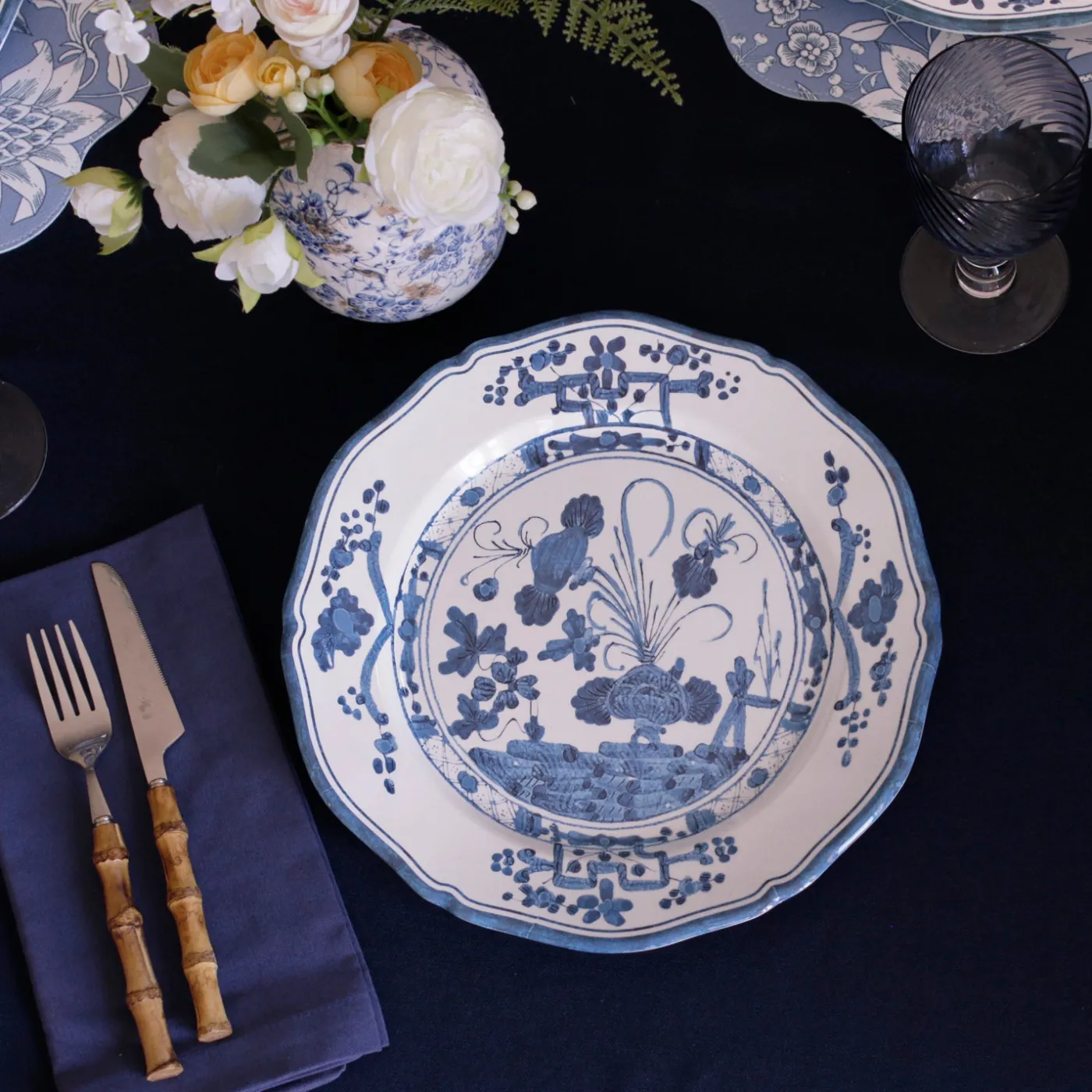 Hot VIDA Faenza 11" Dinner Plate Set of 4 White and Blue View All Vida|Dinnerware