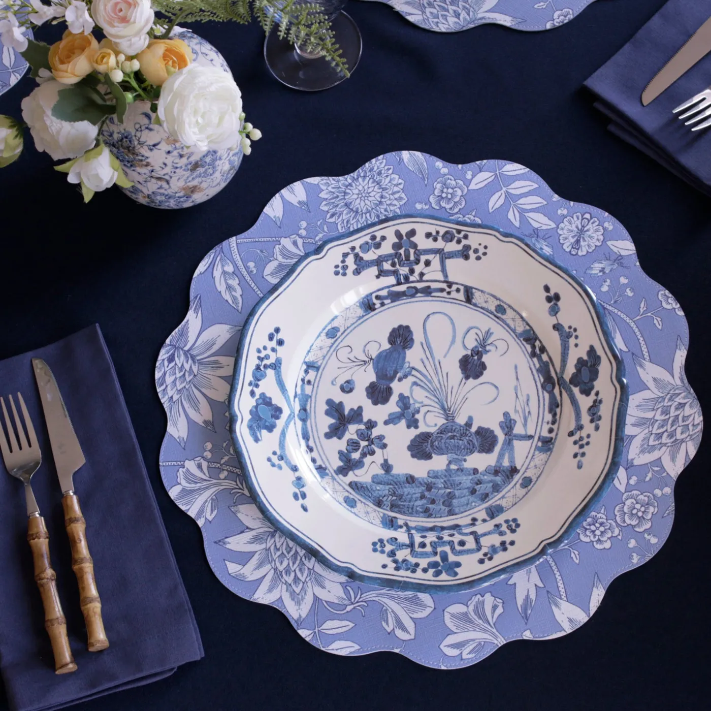 Hot VIDA Faenza 11" Dinner Plate Set of 4 White and Blue View All Vida|Dinnerware