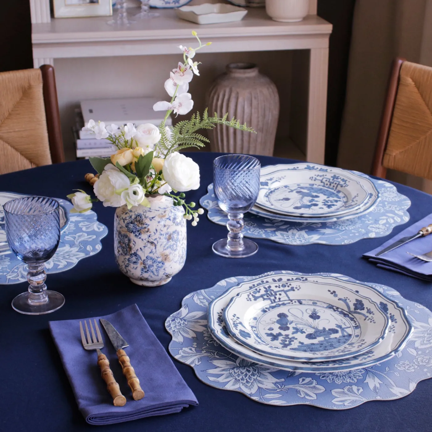 Hot VIDA Faenza 11" Dinner Plate Set of 4 White and Blue View All Vida|Dinnerware