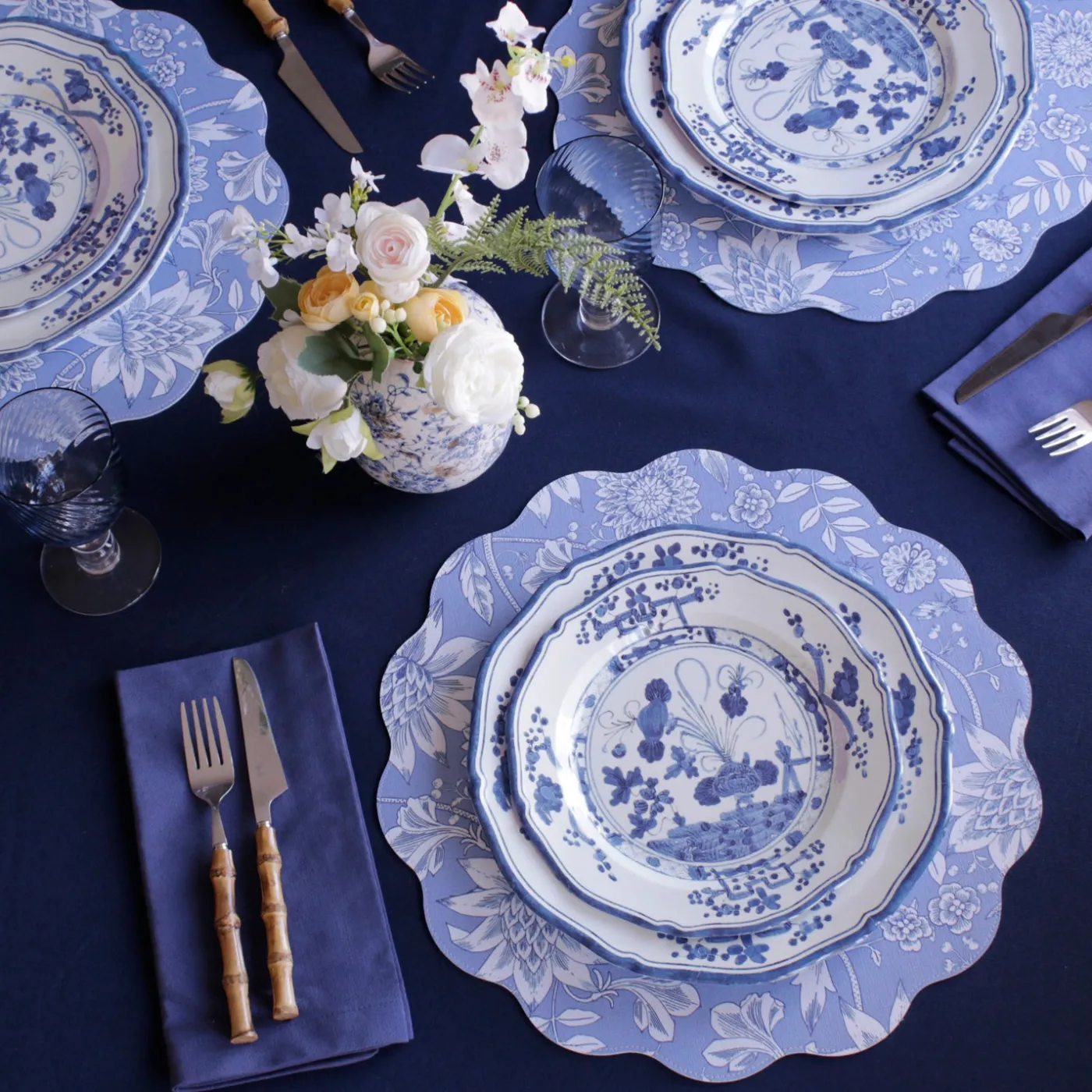 Hot VIDA Faenza 11" Dinner Plate Set of 4 White and Blue View All Vida|Dinnerware