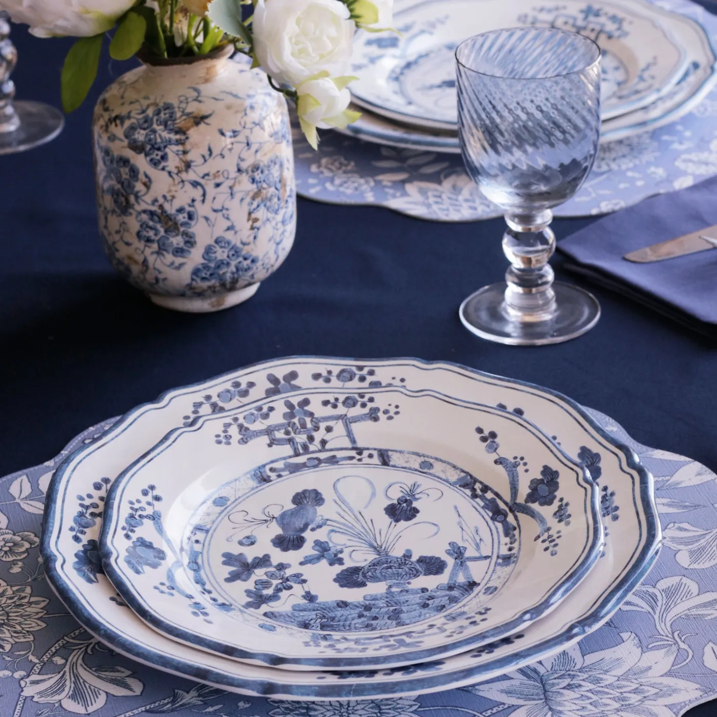 Hot VIDA Faenza 11" Dinner Plate Set of 4 White and Blue View All Vida|Dinnerware