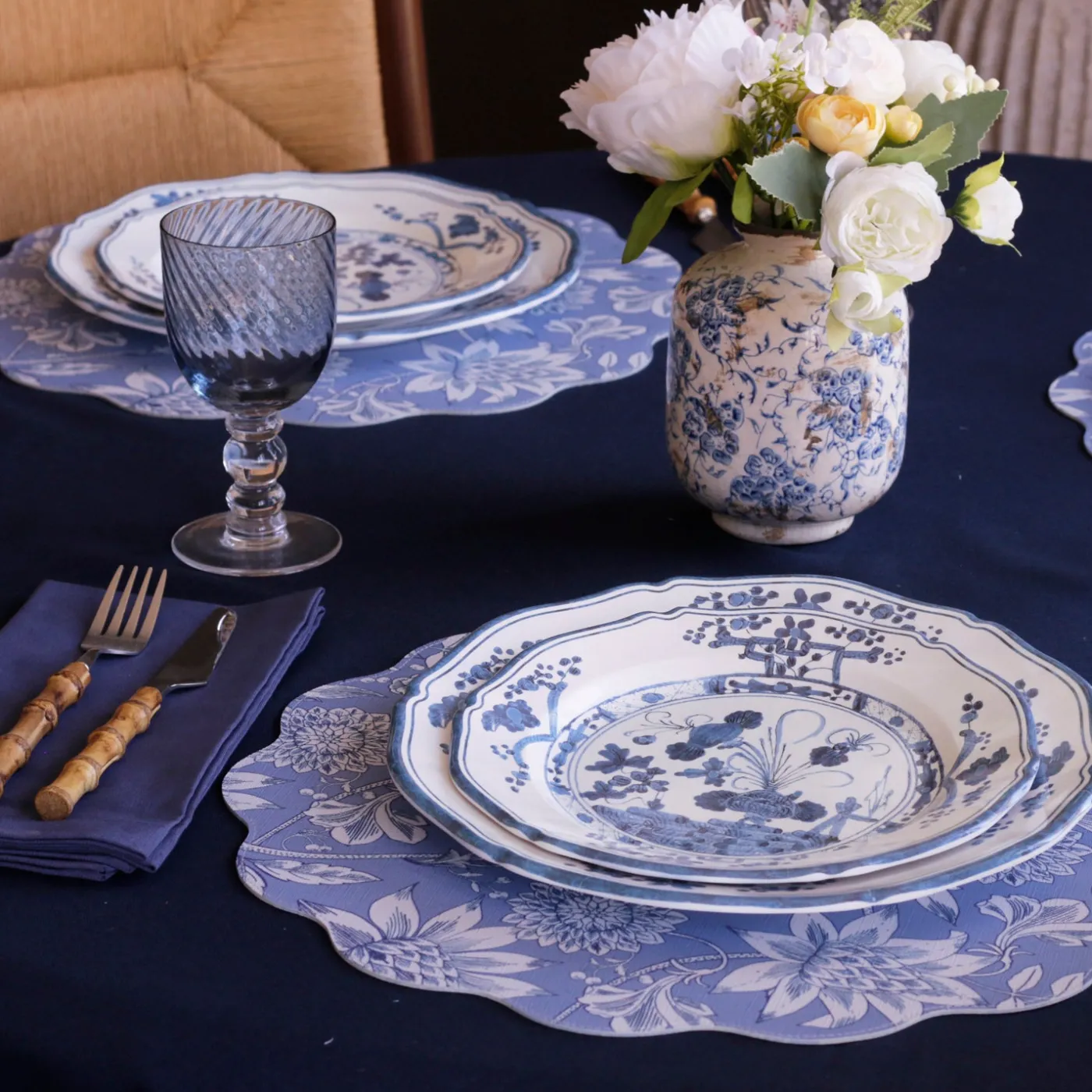 Hot VIDA Faenza 11" Dinner Plate Set of 4 White and Blue View All Vida|Dinnerware