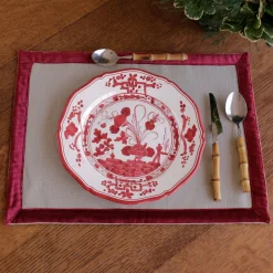 Online VIDA Faenza 9" Salad Plate Set of 4 White and Red View All Vida|Gifts Under $99