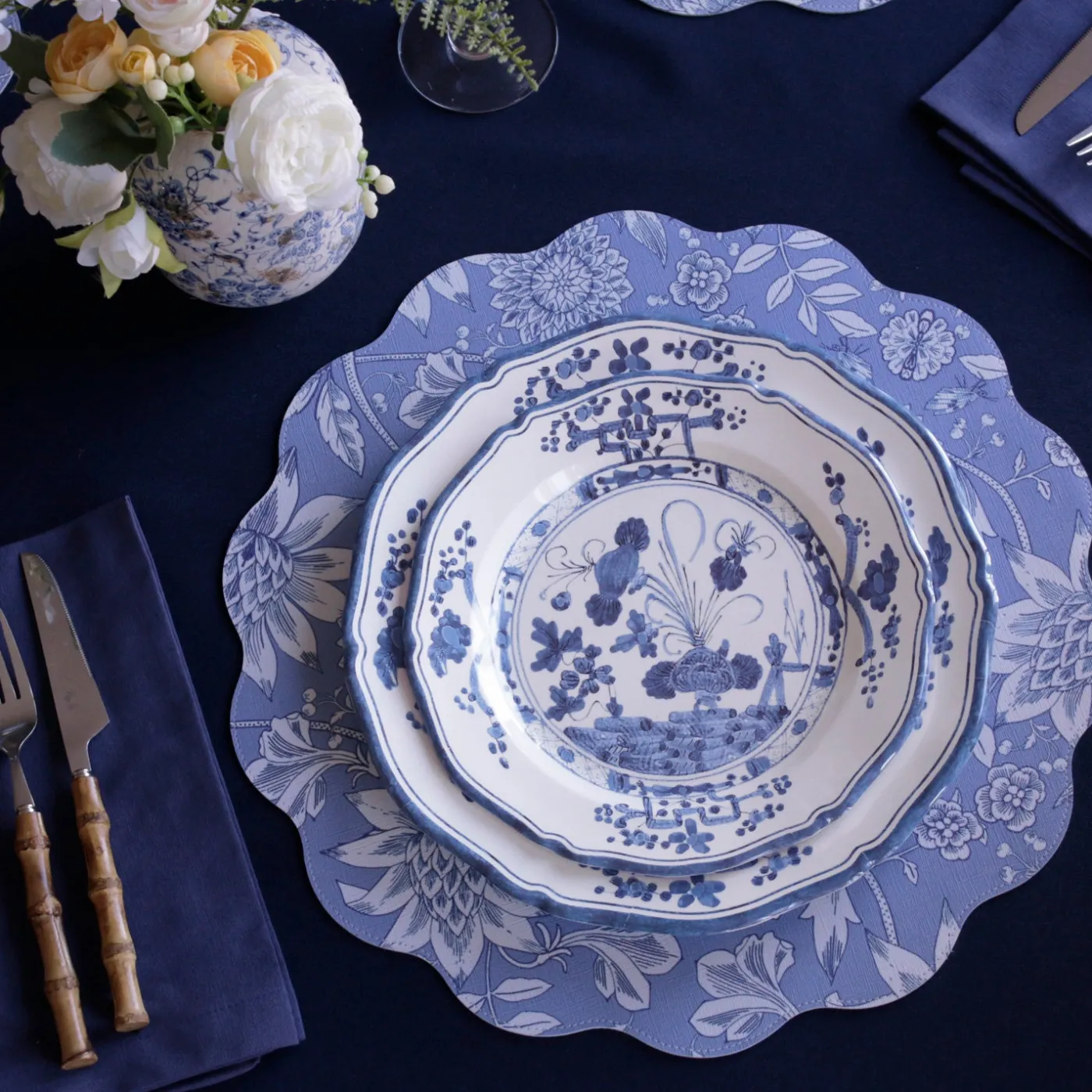 Outlet VIDA Faenza 9" Salad Plate Set of 4 White and Blue View All Vida|Dinnerware