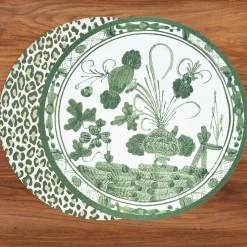 Clearance VIDA Faenza and Leopard Reversible Round Placemats Set of 4 White & Gr View All Vida|Placemats