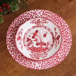 VIDA Faenza and Leopard Reversible Round Placemats Set of 4 White & Re View All Vida|Placemats