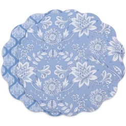 Clearance VIDA Flowers & Pattern Reversible Round Placemats Set of 4 (Blue & Whi View All Vida|Placemats