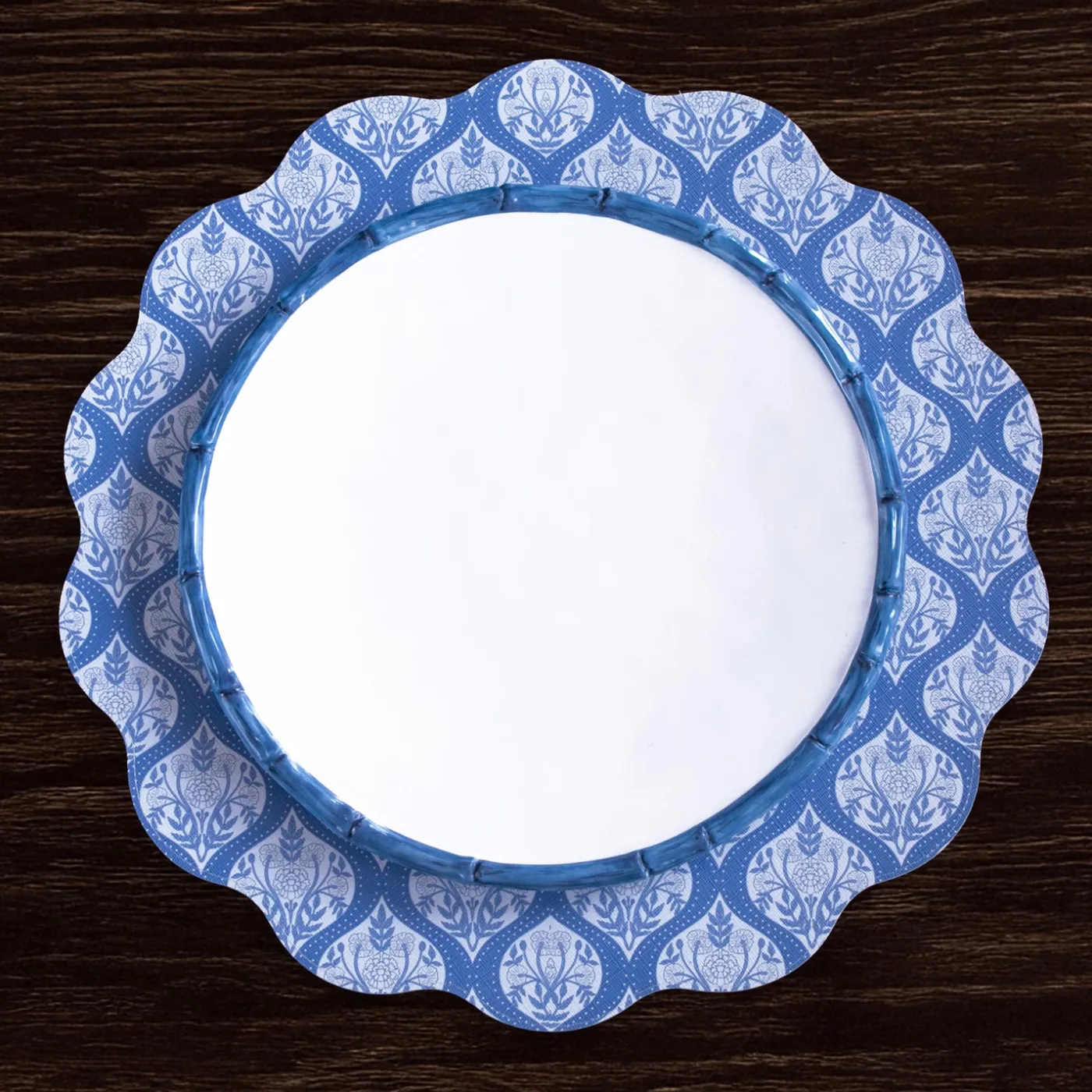 Clearance VIDA Flowers & Pattern Reversible Round Placemats Set of 4 (Blue & Whi View All Vida|Placemats