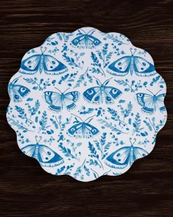 Outlet VIDA Ginger Jar & Butterflies Reversible Round Placemats Set of 4 Blue View All Vida|Placemats