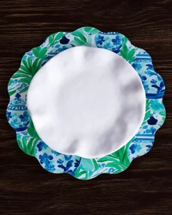 Outlet VIDA Ginger Jar & Butterflies Reversible Round Placemats Set of 4 Blue View All Vida|Placemats