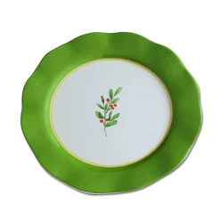 Online VIDA Holly 11" Dinner Plate Set of 4 (Green and White) View All Vida|Dinnerware