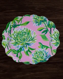 Hot VIDA Hydrangeas & Daisies Reversible Round Placemats Set of 4 Pink & G View All Vida|Placemats