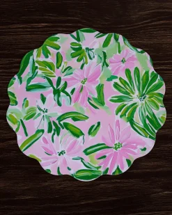 Hot VIDA Hydrangeas & Daisies Reversible Round Placemats Set of 4 Pink & G View All Vida|Placemats