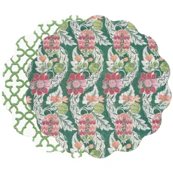 Clearance VIDA Laurent and Trellis Reversible Round Placemats Set of 4 Green & W View All Vida|Placemats