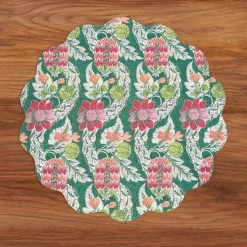Clearance VIDA Laurent and Trellis Reversible Round Placemats Set of 4 Green & W View All Vida|Placemats