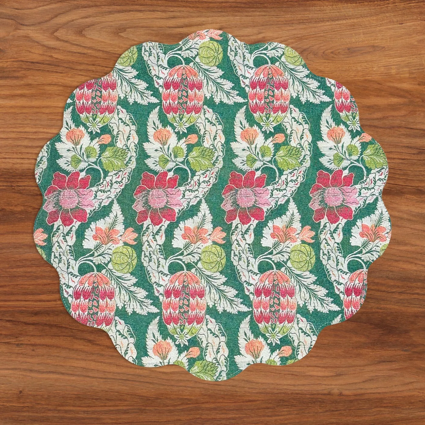 Clearance VIDA Laurent and Trellis Reversible Round Placemats Set of 4 Green & W View All Vida|Placemats