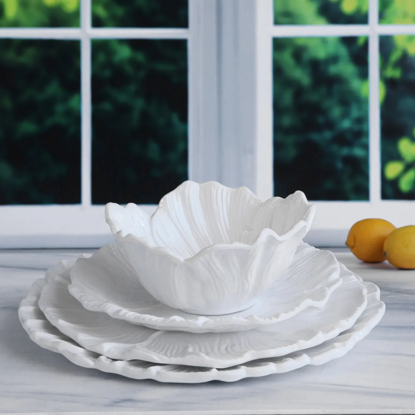 Clearance VIDA Lettuce 13" Charger Set of 4 (White) View All Vida|VIDA Lettuce