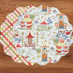 VIDA Pagoda and Carlie Plaid Reversible 15.5 Round Placemats Set of 4 View All Vida|Placemats