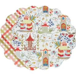 VIDA Pagoda and Carlie Plaid Reversible 15.5 Round Placemats Set of 4 View All Vida|Placemats
