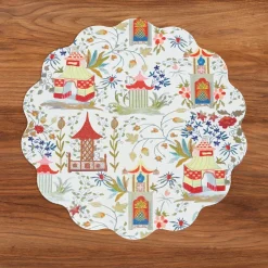 VIDA Pagoda and Carlie Plaid Reversible 15.5 Round Placemats Set of 4 View All Vida|Placemats