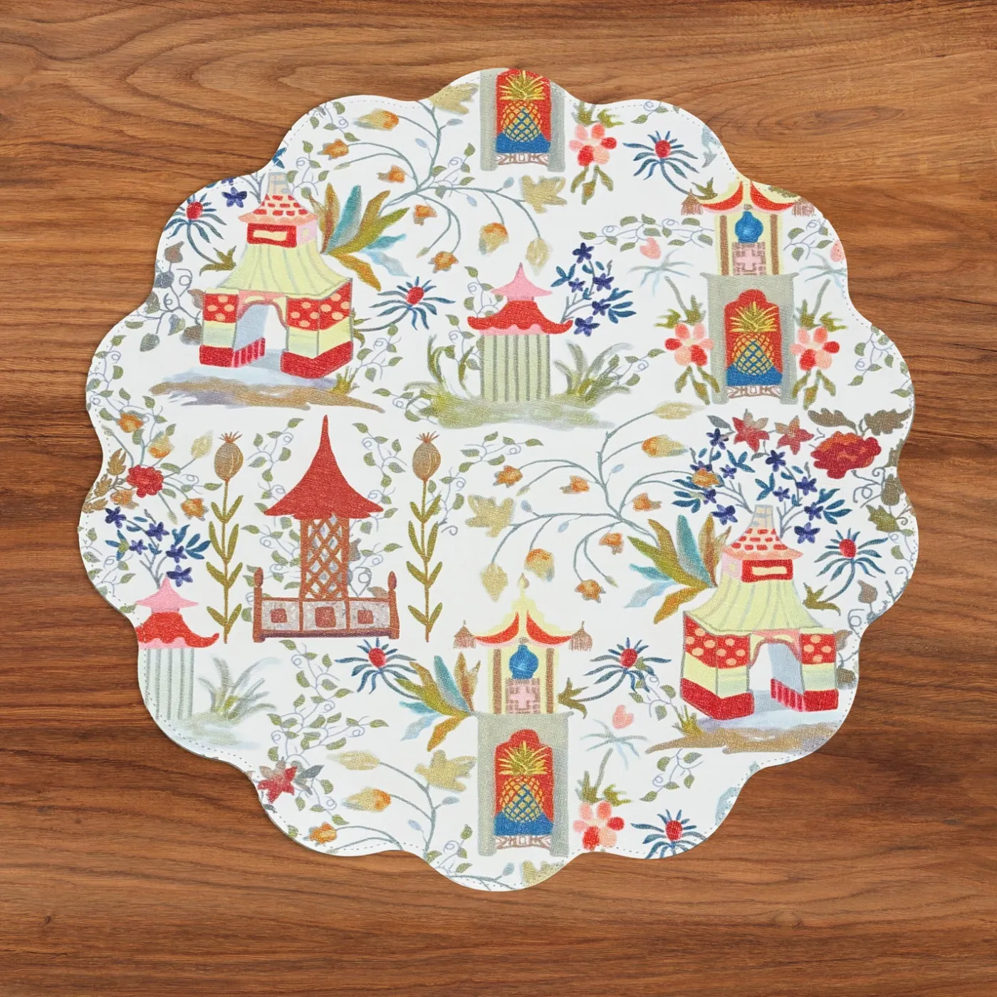 VIDA Pagoda and Carlie Plaid Reversible 15.5 Round Placemats Set of 4 View All Vida|Placemats