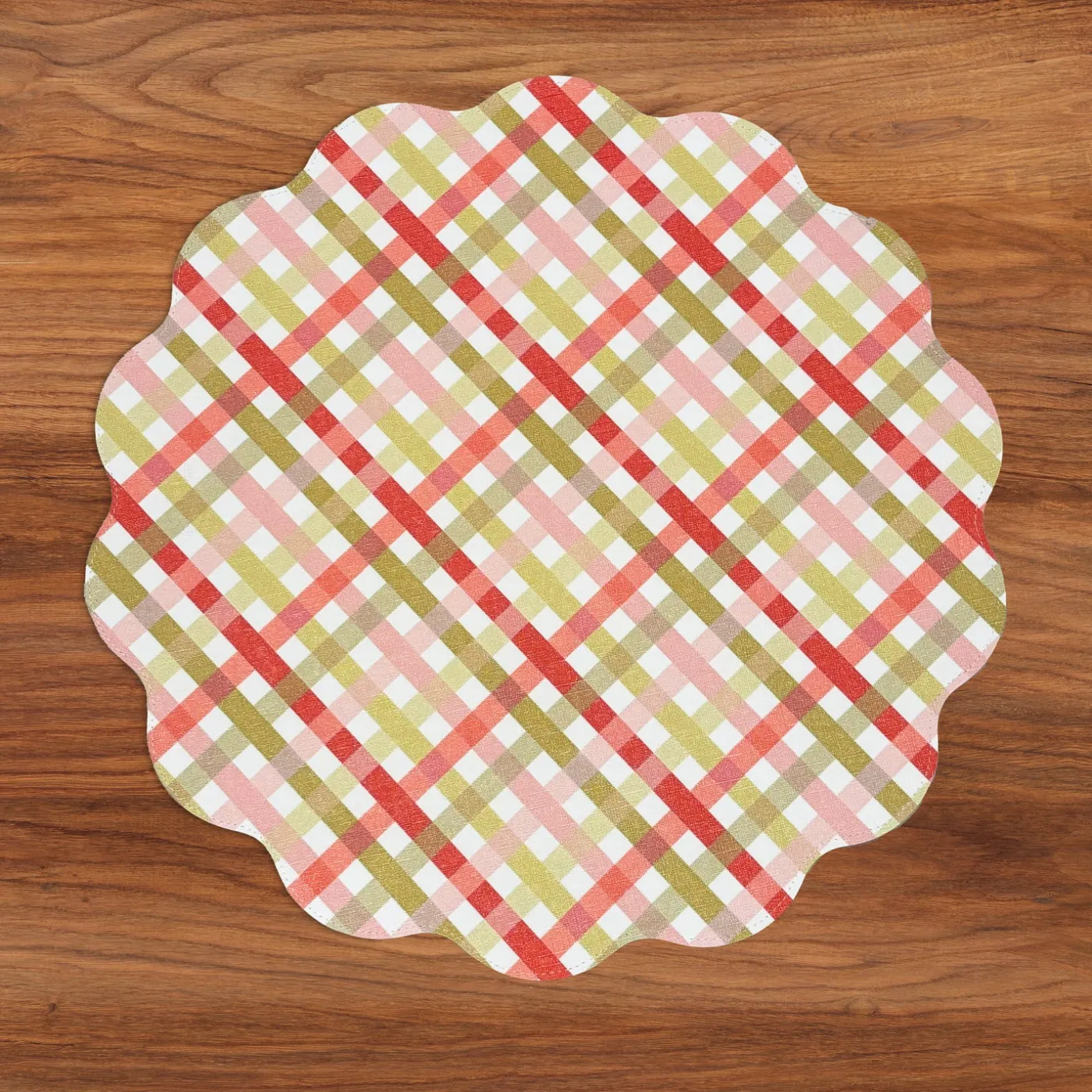 VIDA Pagoda and Carlie Plaid Reversible 15.5 Round Placemats Set of 4 View All Vida|Placemats