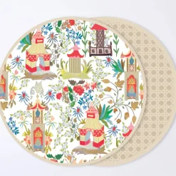 New VIDA Pagoda Reversible 15.5" Round Placemats Set of 4 (Neutral) Holiday|View All Vida