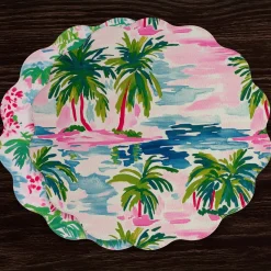 Best VIDA Palm Trees Reversible Round Placemats Set of 4 (Multi) View All Vida|Placemats