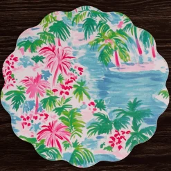 Best VIDA Palm Trees Reversible Round Placemats Set of 4 (Multi) View All Vida|Placemats