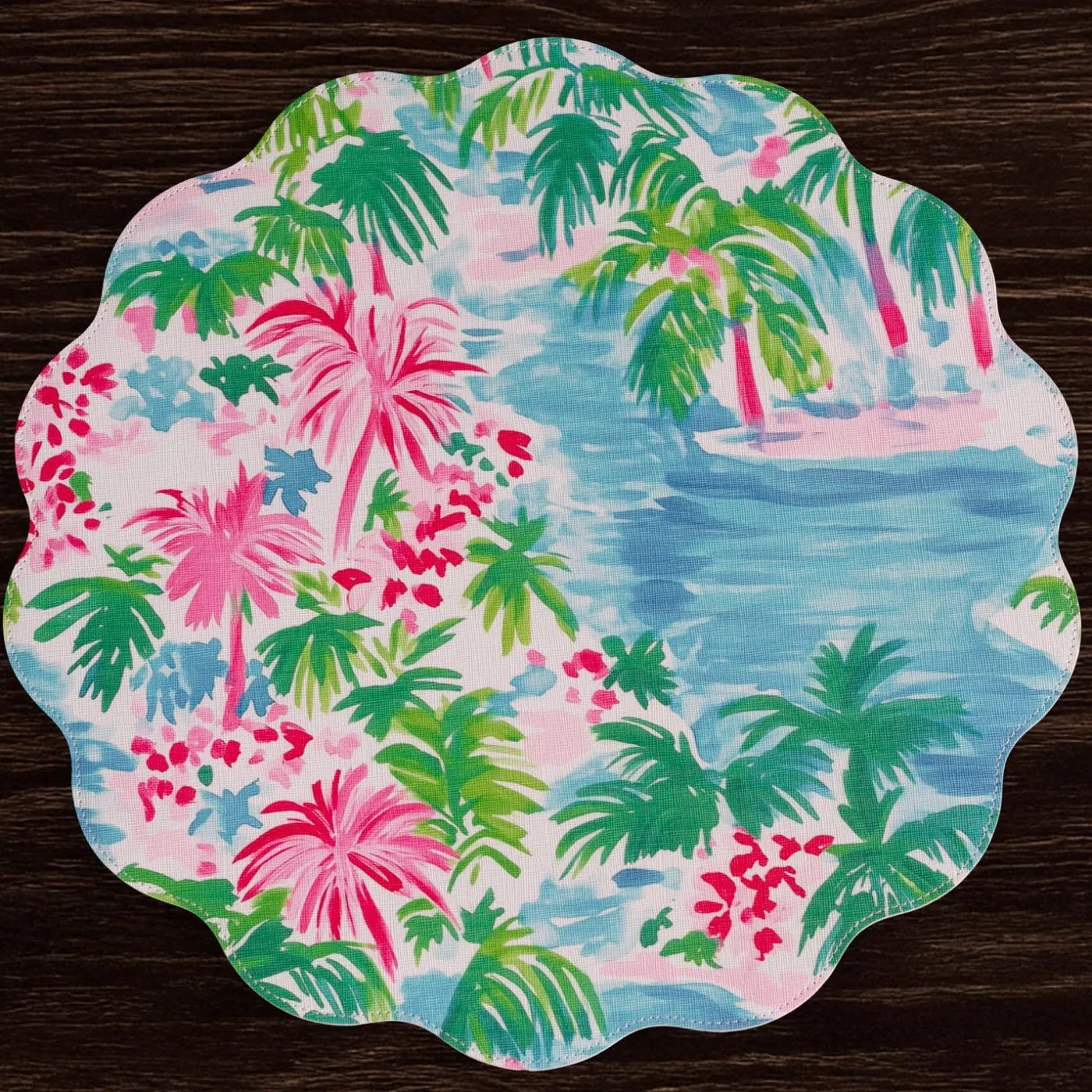 Best VIDA Palm Trees Reversible Round Placemats Set of 4 (Multi) View All Vida|Placemats