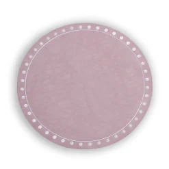Outlet VIDA Round Embroidered Dots 15.5" Round Placemats Set of 4 (Pink and W View All Vida|Placemats