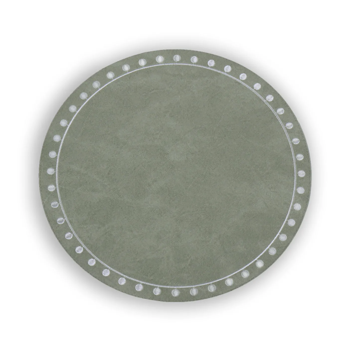 Best VIDA Round Embroidered Dots 15.5" Round Placemats Set of 4 (Green and View All Vida|Placemats